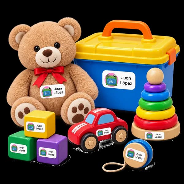 Etiquetas personalizadas en juguetes