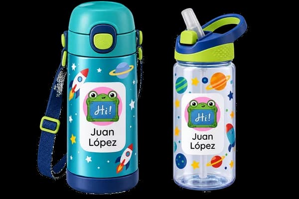 Etiquetas personalizadas en termos y botellas